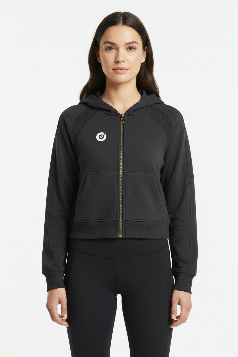 The Dial Cropped Zip-Through Hoodie