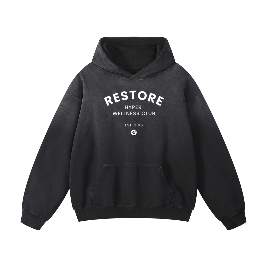 Black hoodie with motivational text and graphic on a white background