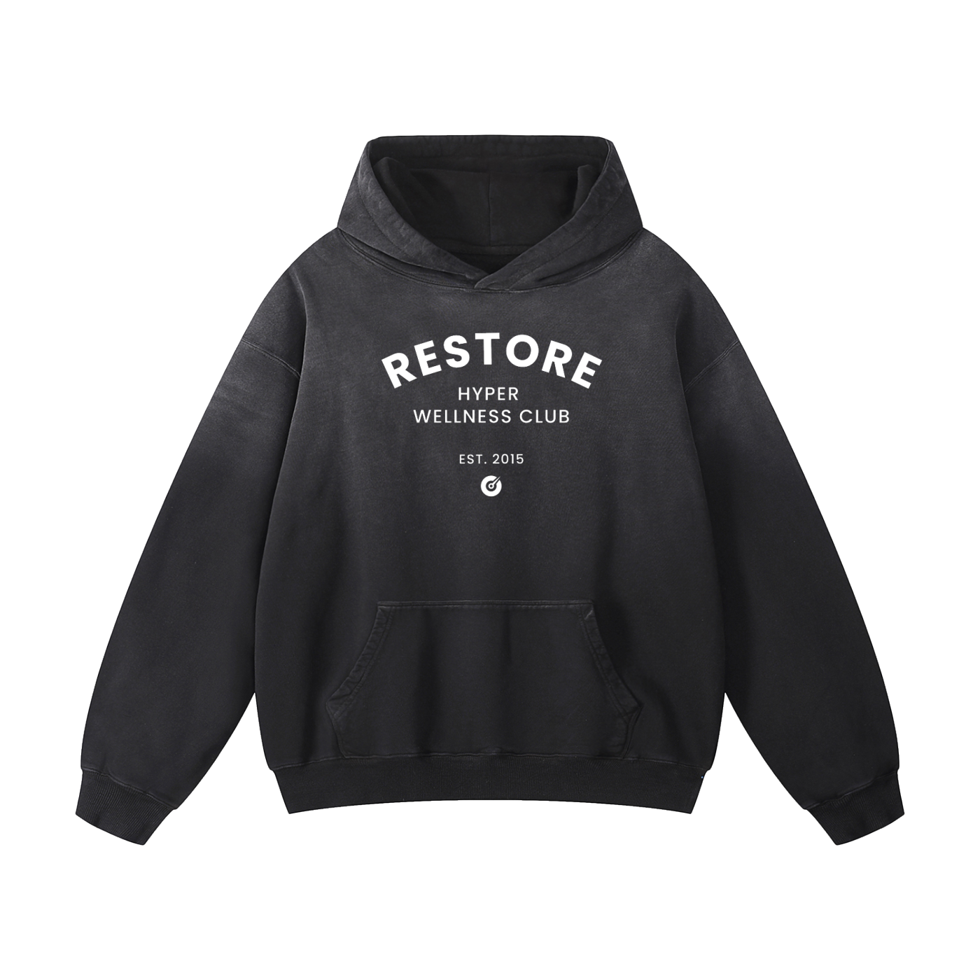 Black hoodie with motivational text and graphic on a white background