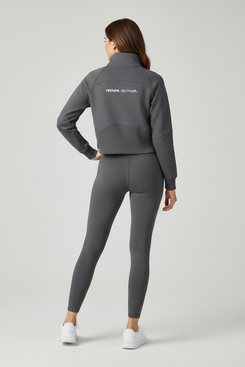 Charcoal Quarter Zip - Back Natural Pose