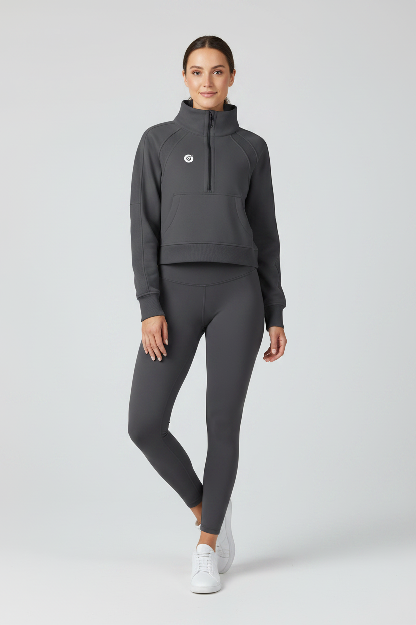 Charcoal Quarter Zip - Natural Pose