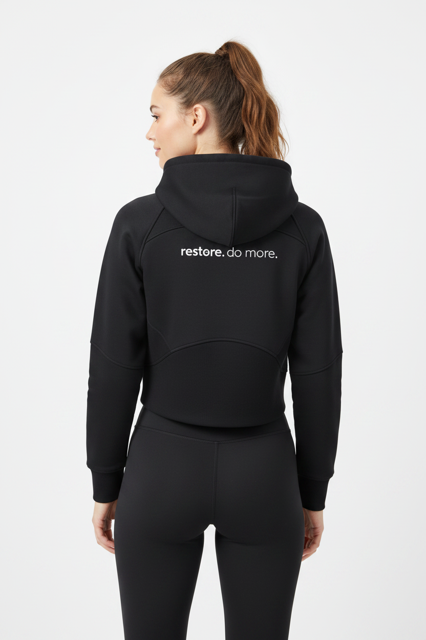 Dial Cropped Zip-Through Hoodie - Back
