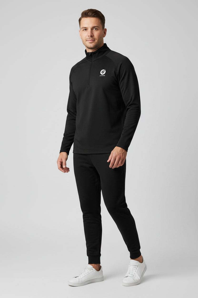Dial Quarter Zip - Black Fixed Logo