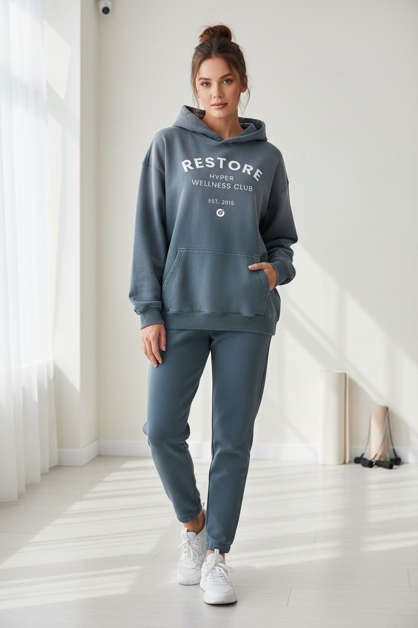 Grey Hoodie Female Mockup
