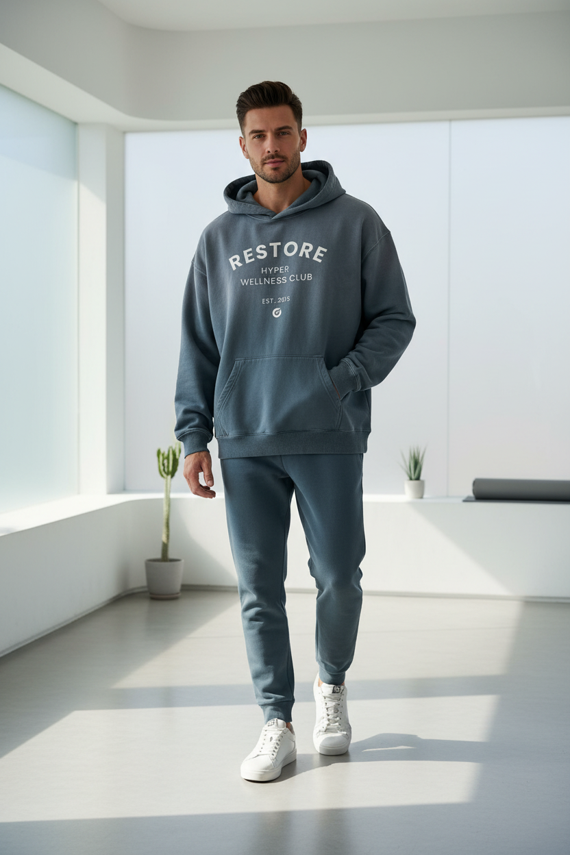 Grey Hoodie Male Mockup