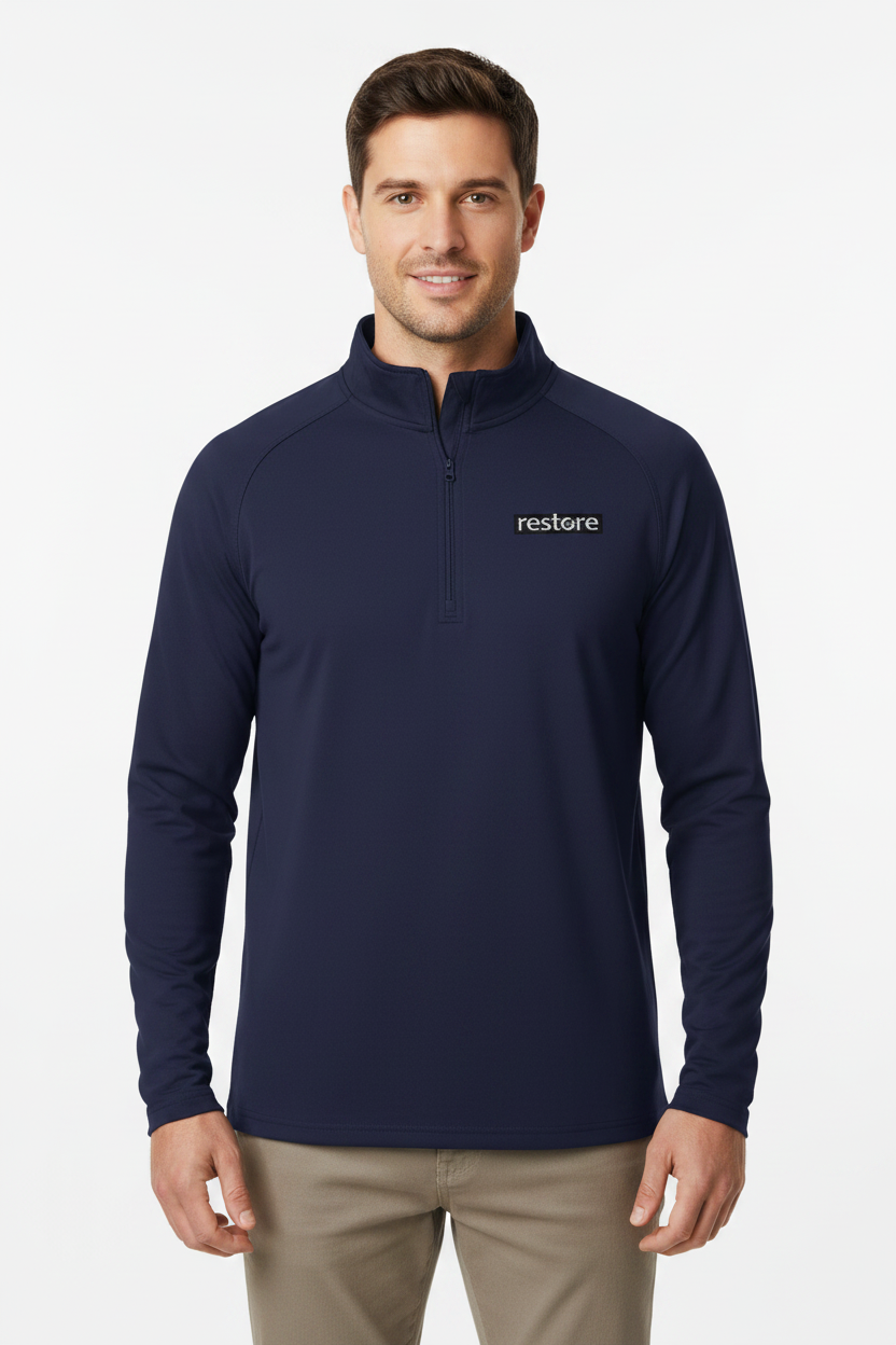 Navy Quarter Zip - Male Model