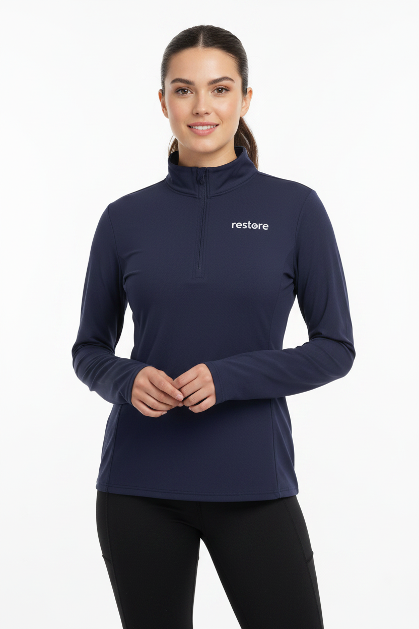 Navy Quarter Zip - Studio Model