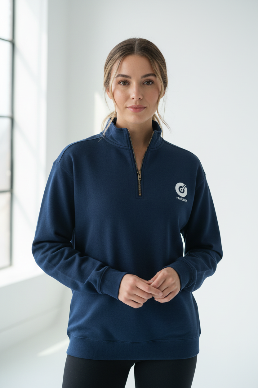 Navy Quarter Zip Studio Shot
