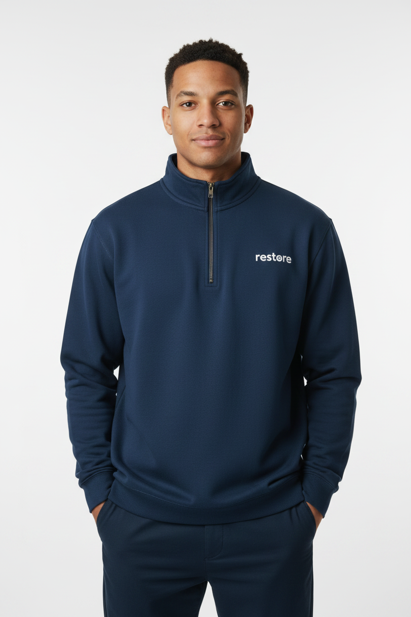Navy Quarter Zip Sweatshirt - Studio