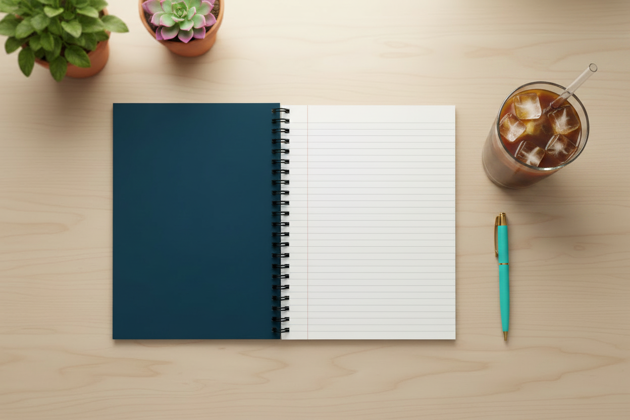 Notebook Lifestyle - Iced Coffee & Succulents