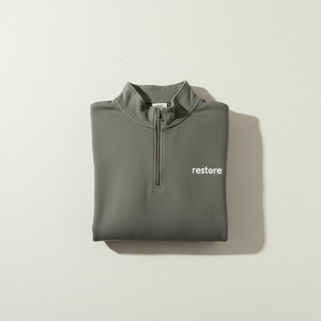 Olive Grey Quarter Zip - Folded